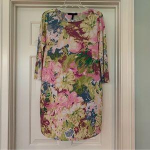BCBG Max Azria watercolor floral sheath dress long sleeve Size Medium